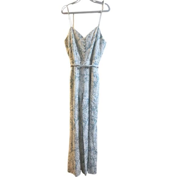 Alice and Olivia Embroidered Eyelet Wide Leg Jumpsuit 12 New Retails $550 - Picture 3 of 7